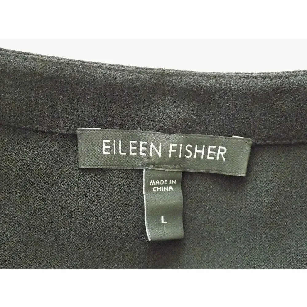 Eileen Fisher black silk tunic top size Large - Picture 4 of 5